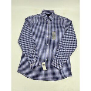 Nick Graham Blue Check Dress Shirt Men’s Size M Long Sleeve Button Front New